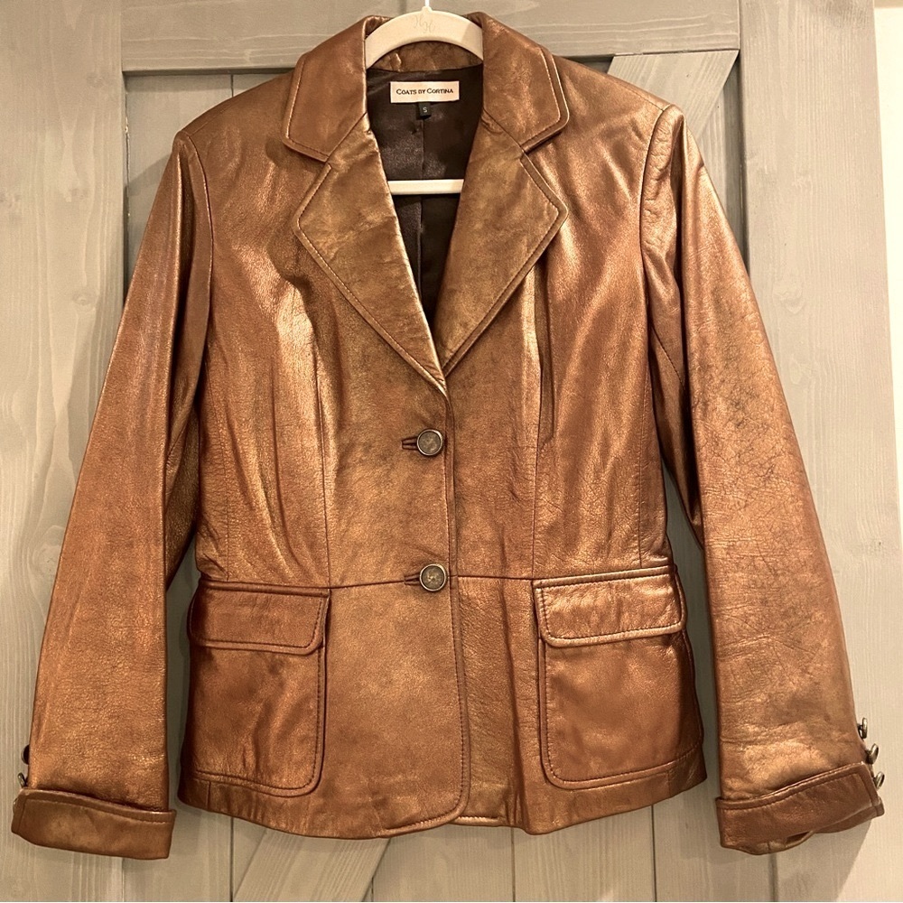 Nordstrom Coats By Cortina Bronze Leather Blazer Size Small